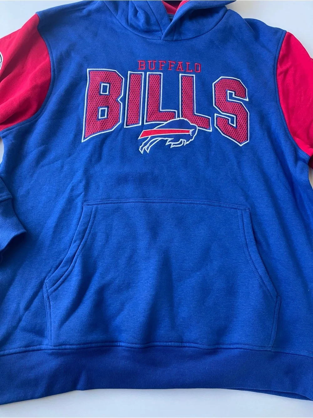 Buffalo Bills Hoodie (Men’s Size L) NFL Sweatshirt Red Blue Patches Like New